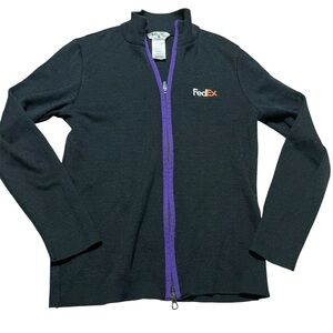 FedEx Full-zip knit Cardigan Sweater signature purple zipper Stan Herman Size XS
